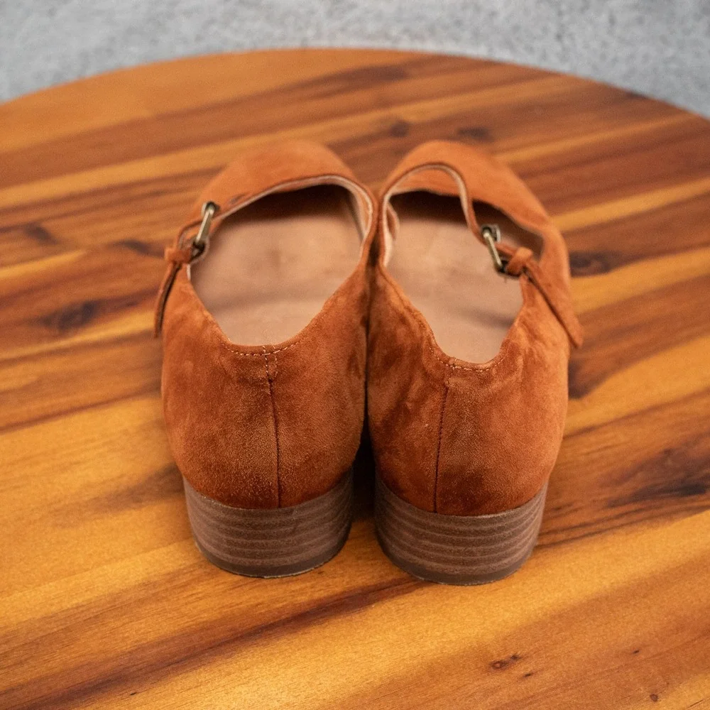 Madewell The Delilah Mary Jane Brown Suede Leather Block Heel Shoes Size 6